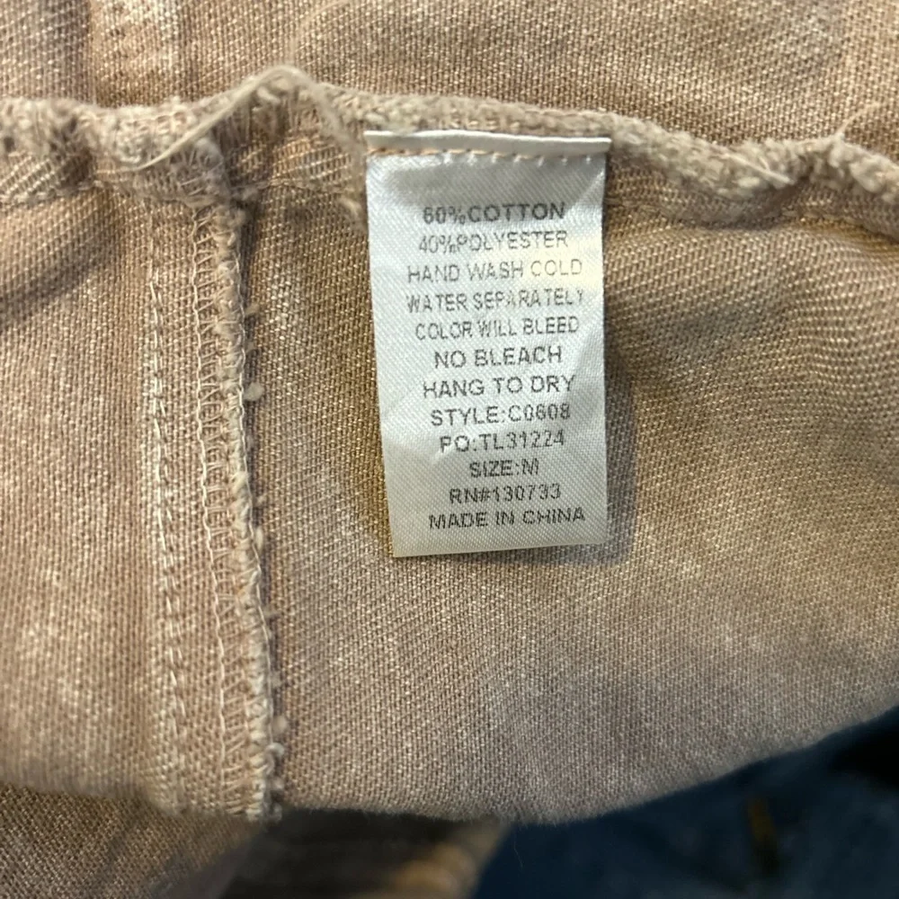 Umgee USA Tan Frayed Hem Shacket Button Front Boho Lagenlook jacket M
